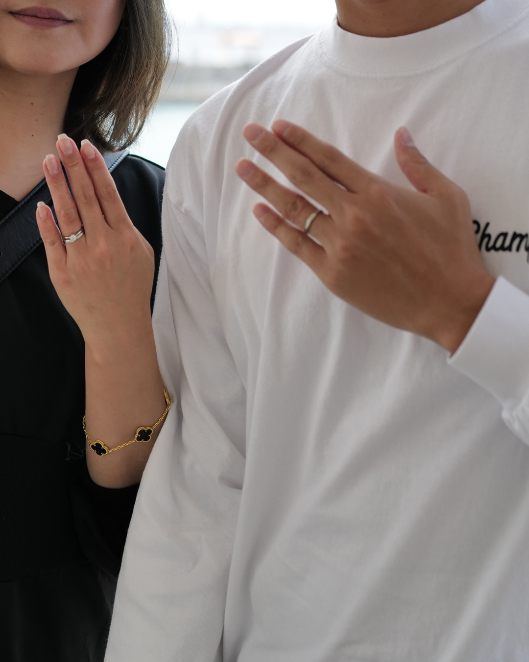 結婚指輪は一生に一度なので、沖縄のミンサー柄という特別なものにしました。とても満足しています。