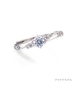 琉球杢目　プラチナの沖縄ミンサー模様が刻まれた婚約指輪　