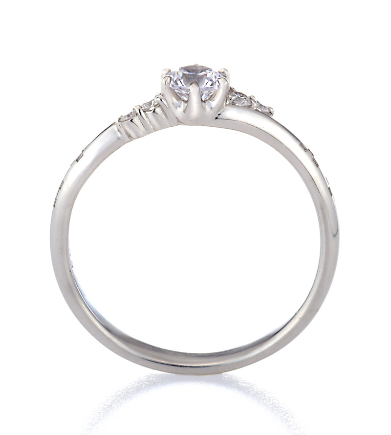 沖縄ミンサー模様を施した婚約指輪　琉球杢目　